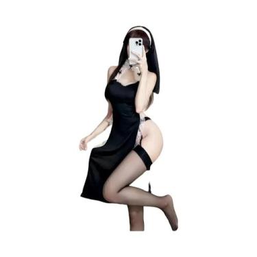 Imagem de Vestido Longo Sexy Com Fenda Alta Para Mulheres, Cheongsam, Lingerie, 