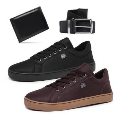 Imagem de Kit 2 Tênis Masculino Slim + Cinto + Carteira Social - Bless Acessório