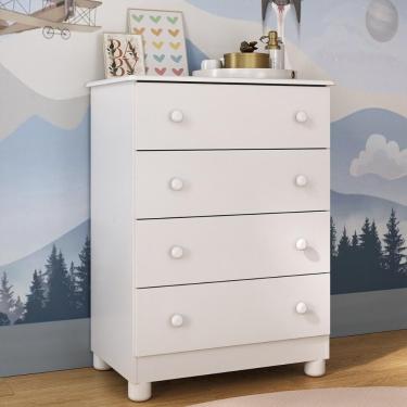 Imagem de Cômoda Infantil 65cm Com 4 Gavetas Allegra Multimóveis Mp4421 Branco Branco