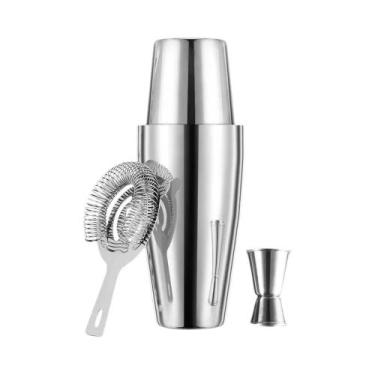 Imagem de Conjunto De Coqueteleira Profissional De Aço Inoxidável Boston 4/5 Peç