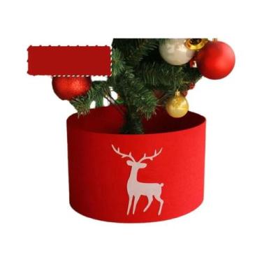 Imagem de Saia Para Árvore De Natal Cinza Com Rena, Capa Para Base De Árvore De 