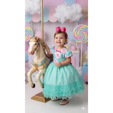 Imagem de Vestido Menina Bonita Jardim Encantado Maiza Verde - Tecido Tafetá e T