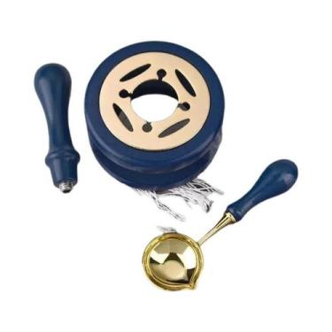 Imagem de Conjunto De Selos De Cera De Madeira Com Forno De Fusão, Colher E Aque