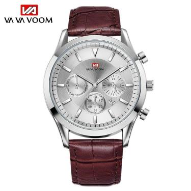 Imagem de Relógio De Luxo Masculino Va Va Voom 205 à Prova D'água Marrom