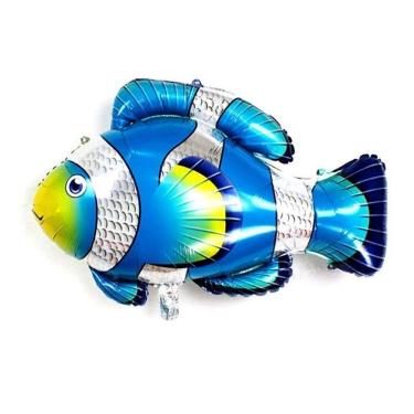 Imagem de Balão Metalizado Peixe-palhaço Azul - 35 Polegadas