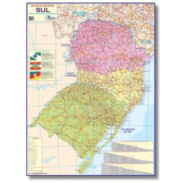 Imagem de Mapa Dobrado da Região Sul - Político - Rodoviário - Turístico - Escol