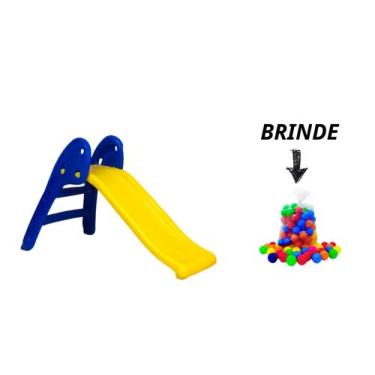 Imagem de Escorregador Baby Amarelo Com escadinha Azul- Feito para os Primeiros 