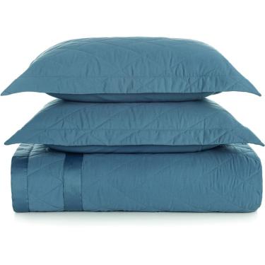 Imagem de Jogo Colcha Karsten Bossa 300 Fios Egypt 3 Peças Queen Azul