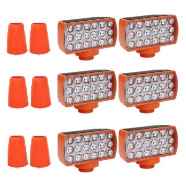 Imagem de Sinalizador Solar Kit 6 Duas Cores Cone Alerta Seguranca Noturna Rodovia Alerta Emergencia Estrada Transito