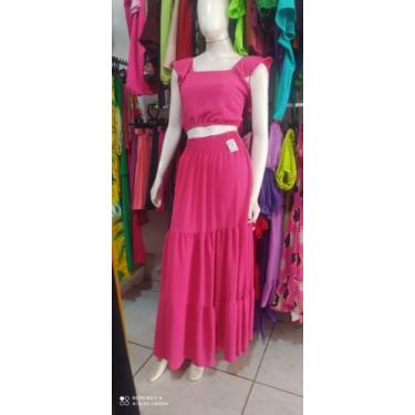 Imagem de Conjunto feminino com Cropped ciganinha e saia rodada com renda -Taman