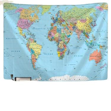 Imagem de Microtecido de parede Tapeçaria World Map 200x150cm para decoração de 