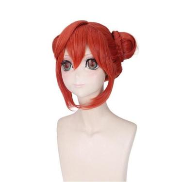 Imagem de Peruca de cosplay curta laranja com franja 30cm - yiweisai
