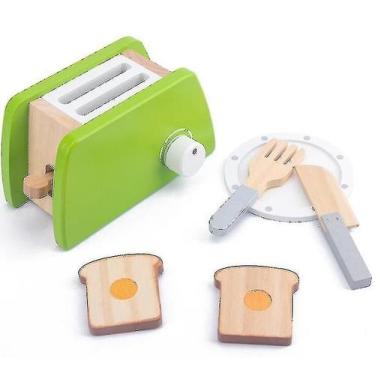 Imagem de Conjunto de torradeira de brinquedo para simulação infantil de madeira