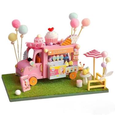 Imagem de Modelo de construção de casa DIY, brinquedo artesanal, minicarro de ma