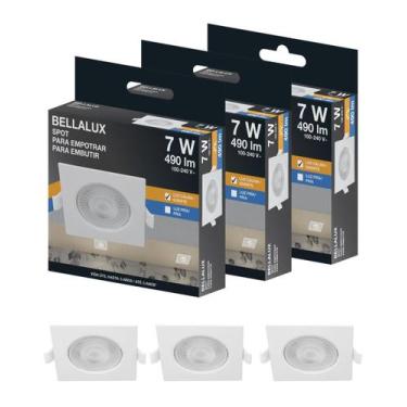 Imagem de 6 spot led quadrado 7w biv 490lm 3000k br - BELLALUX