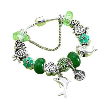 Imagem de Pulseira De Cristal Murano Azul Com Charme De Golfinho Para Mulheres, 