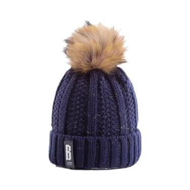 Imagem de Gorro De Lã Feminino Para Inverno Com Forro De Pelúcia E Pompom, Quent