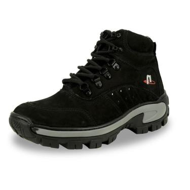 Imagem de Bota Coturno Adventure Couro Masculina Ajuste Cadarço Solado Borracha Tratorado Biqueira Reforçada-Masculino
