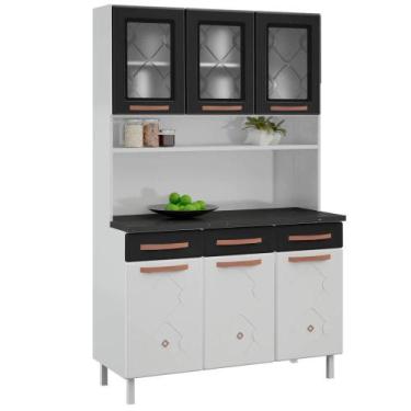 Imagem de Armário De Cozinha Aço Kit Triplo Telasul Mirage New Bco/pto - OUTRAS 