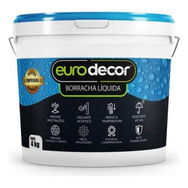 Imagem de Borracha Líquida Impermeabilizante Isolante Alta Duração Eurodecor 4kg