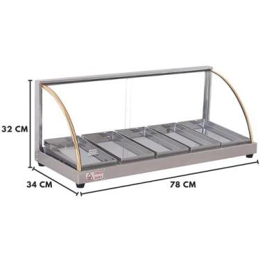 Imagem de Estufa Vitrine Elétrica Curva Quente 5 Bandejas Inox Tita, 110V