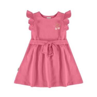 Imagem de Vestido Infantil Vermelho Social Evasê Texturizado Malwee Kids Manga C