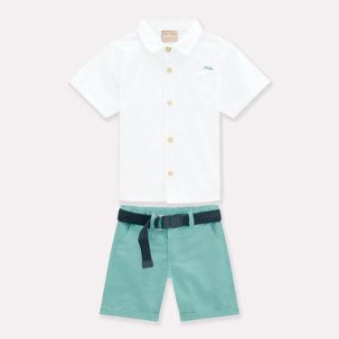Imagem de Roupa Infantil Conjunto milon Camisa Em Tricoline E Bermuda Em Linho, 