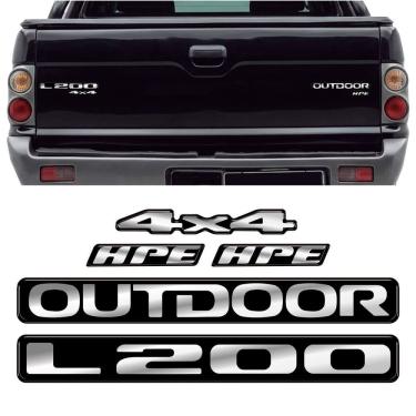 Imagem de Kit Adesivo Decorativo Traseiro L200 Outdoor HPE 4x4 Vinil Brilho Resinado 3D Teu Adesivo