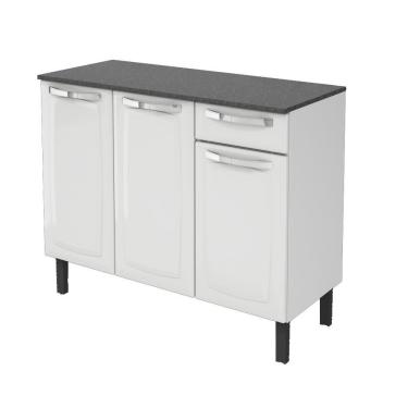 Imagem de Balcão de Cozinha Rose 3 Portas 1 Gaveta Aço 105cm Branco Itatiaia