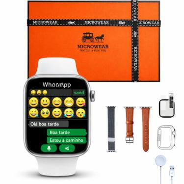 Imagem de Relogio Smartwatch W11 Mini Pro 42mm Series 11 Tela Amoled 3 Pulseiras