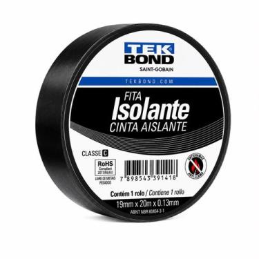 Imagem de Fita Isolante Tekbond 19mm x 10m ou 20m Preta Alta Resistência Medida:
