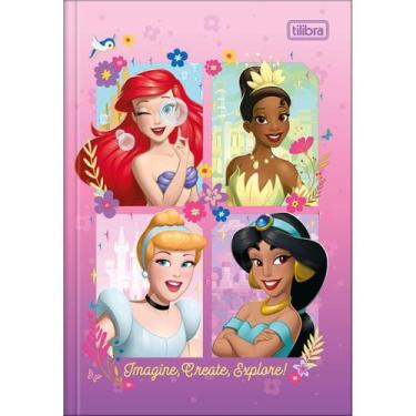 Imagem de Caderno Pequeno Brochura 1/4 Princesas 48 Folhas Capa Dura Costurado T