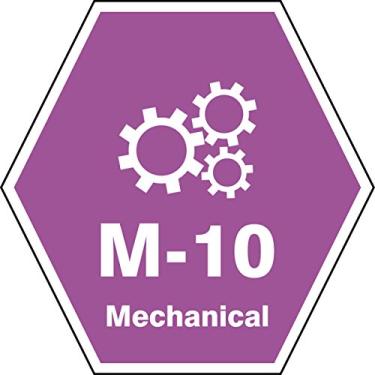 Imagem de Accuform TDK610XVM Adesivo Dura-Vinil "M-10 Mechanical" Fonte de Energia ID Tag, 6,3 cm L x 6,3 cm C, Branco sobre Roxo (pacote com 5)