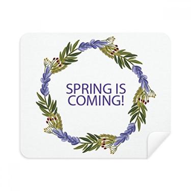 Imagem de Pano de limpeza de flores azuis guirlanda redonda limpador de tela 2 peças tecido de camurça