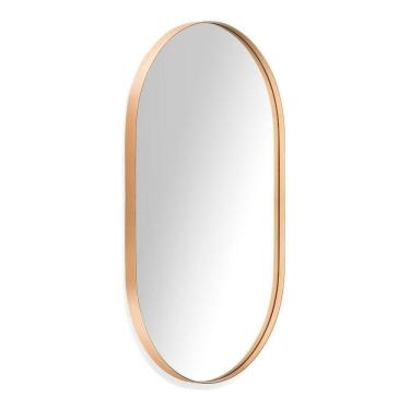 Imagem de Espelho Oval Com Moldura Dourada