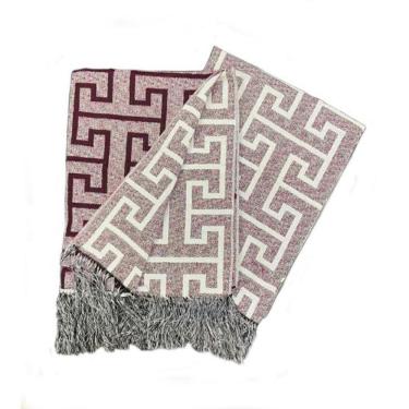 Imagem de Xale Manta Para Sofá E Poltrona Luxo 3 Lugares Creta Vinho