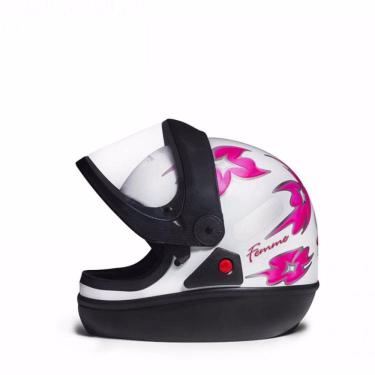 Imagem de Capacete San Marino Feminino Mais Viseira Fumê - Branco e Rosa