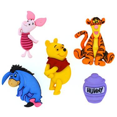 Imagem de Dress It Up Ursinho Pooh Pequeno, Médio, Grande Enfeite de Botão Disney, 5 Peças