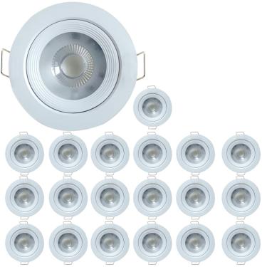 Imagem de Kit 20 Spot Led Dicroica Embutir Redondo 5W 6000k MR16 Branco Frio Luminária Direcional Teto Gesso Casa Loja Sanca