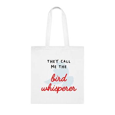 Imagem de They Call Me The Bird Whisperer, sacola divertida, bolsa de ombro, bolsas reutilizáveis, cesta de Natal de aniversário, ideia de presente, Branco