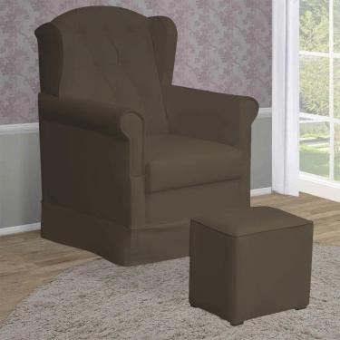 Imagem de Poltrona Amamentação Balanço Manu com Puff Suede Marrom