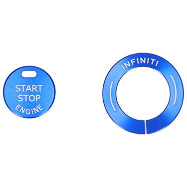 Imagem de Tbest - Acabamento da tampa do botão de partida do motor, 2 peças, azul, compatível com Q50L QX60