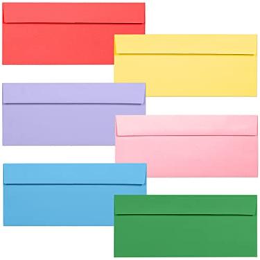 Imagem de Envelopes coloridos tamanho carta, pacote com 36 envelopes empresariais #10, 10 x 23 cm, 6 cores