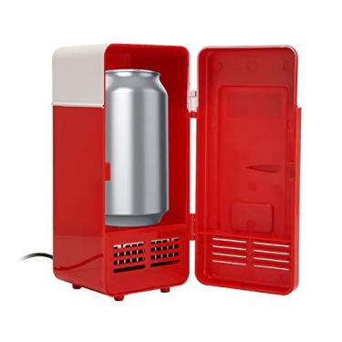 Imagem de Mini geladeira usb, geladeira de lata única, refrigerador de latas de bebidas e refrigerador mais quente para pc computador portátil para latas de carro, refrigerador de cerveja mais(Vermelho)