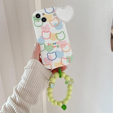 Imagem de Capa protetora de lente de câmera com espelho bonito para iPhone 12 11 13 Pro Max XR XS Max Capa de telefone macia com corrente dos desenhos animados Funda, A, para iPhone12ProMax