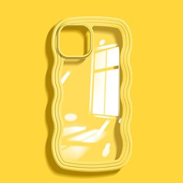 Imagem de Capa transparente de onda encaracolada para iPhone 11 12 13 Pro Max 7 8 X XR XS híbrida capa de pára-choques à prova de choque, amarela, para iPhone12 Pro Max