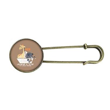 Imagem de Girafa elefante desenho animado animal marrom retrô metal broche broche clipe joias