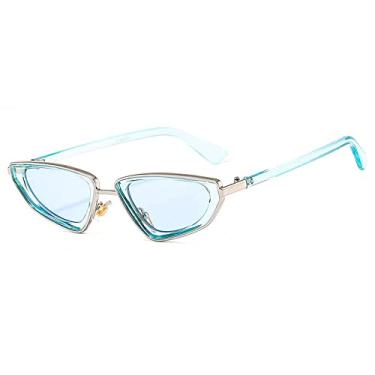 Imagem de Óculos de Sol Feminino Pequeno Olho de Gato Moda Designer Vintage Triângulo Cor Doce Óculos de Sol Feminino Tons UV400 Masculino, 3, Tamanho Único