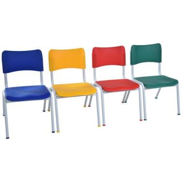 Imagem de Kit 02 Cadeira Infantil Escolar Infantil Polipropileno Azul - Primax M