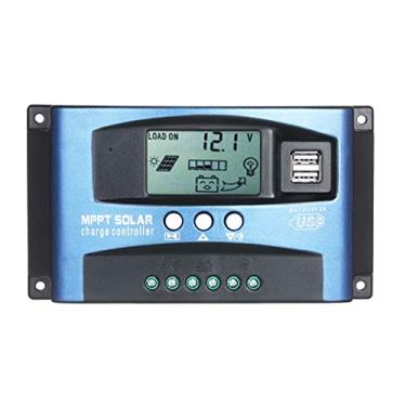 Imagem de Qudai Controlador de carga solar MPPT Controlador solar USB duplo Tela LCD inteligente Rastreamento MPPT 5V/2A Saída USB dupla 12V/24V Identificação automática